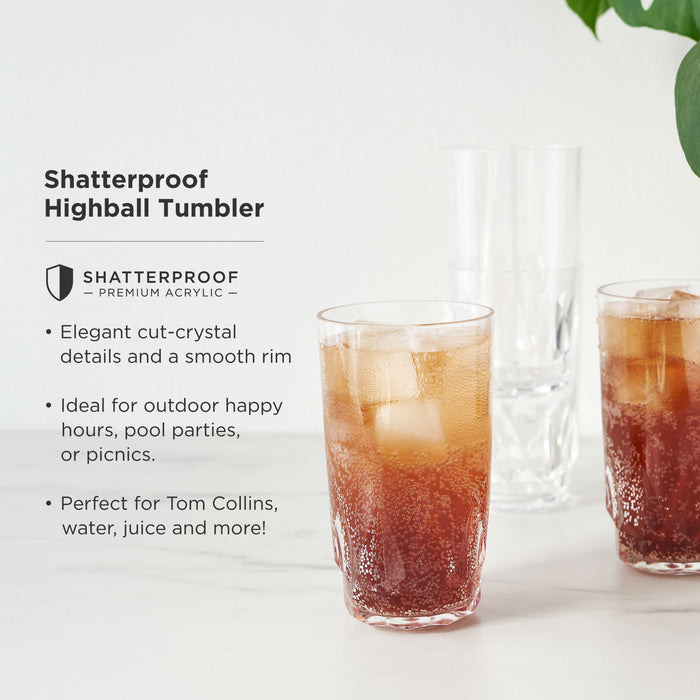 Shatterproof Acrylic Highball Tumblers Set of 4