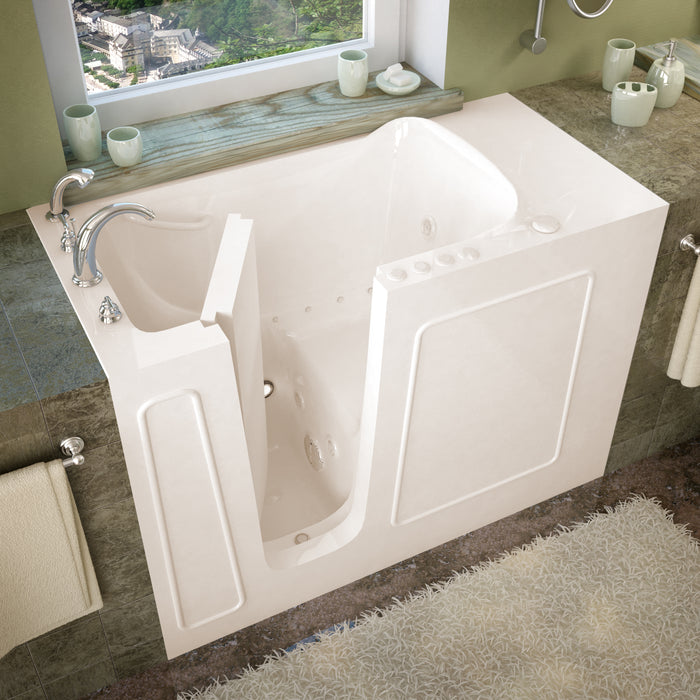 MediTub Walk-In 26 x 53 Left Drain Biscuit Whirlpool & Air Jetted Walk-In Bathtub