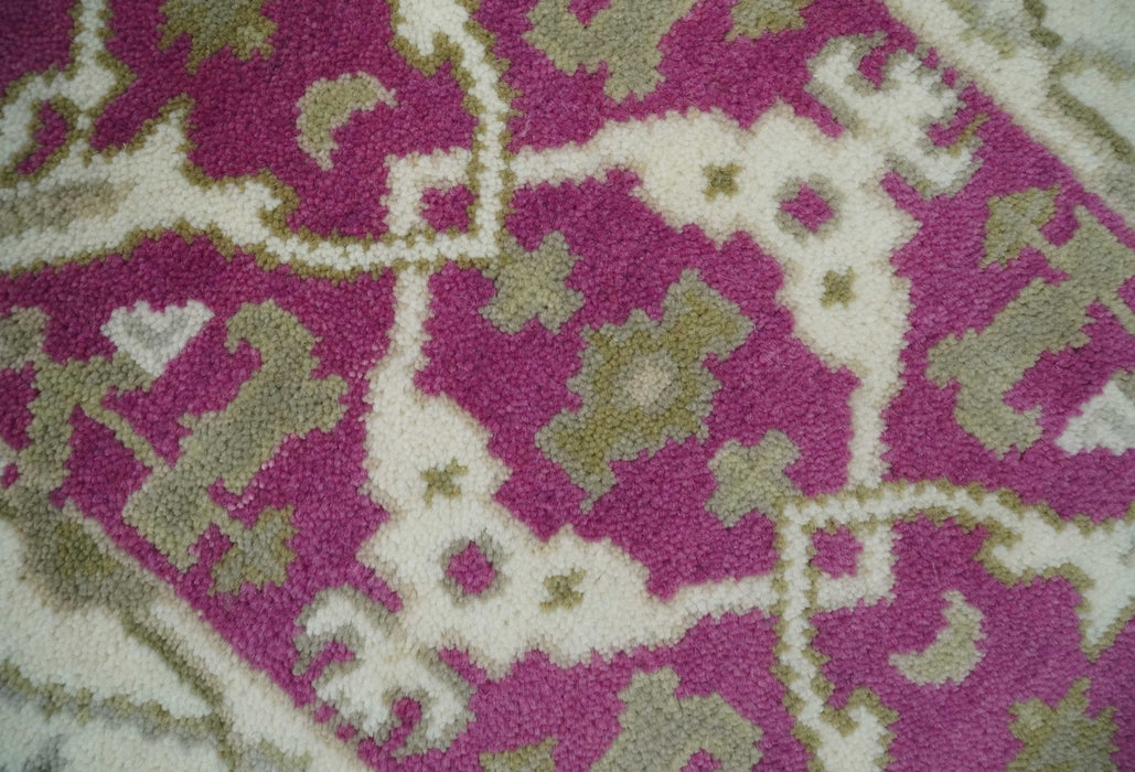 Entryway 2x3 Pink and Ivory Hand Knotted Oriental Oushak  Wool Area Rug
