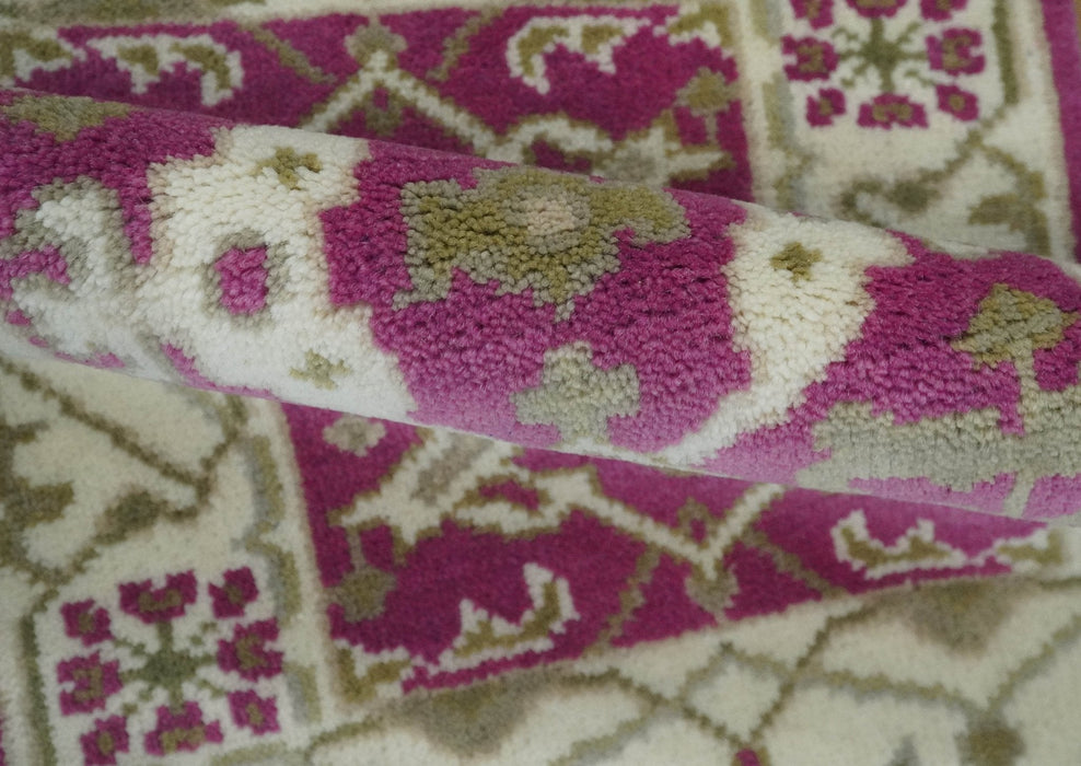 Entryway 2x3 Pink and Ivory Hand Knotted Oriental Oushak  Wool Area Rug