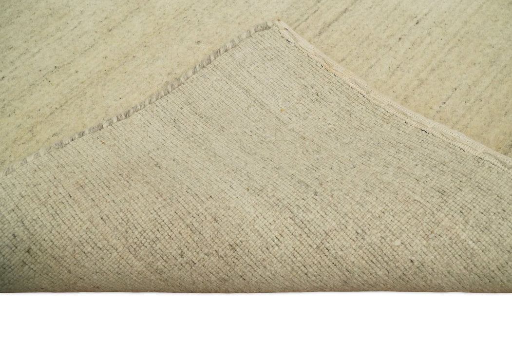 Entryway Hallway Runner Solid Beige Natural Farmhouse Wool Hand Woven Southwestern Rug| LOR1
