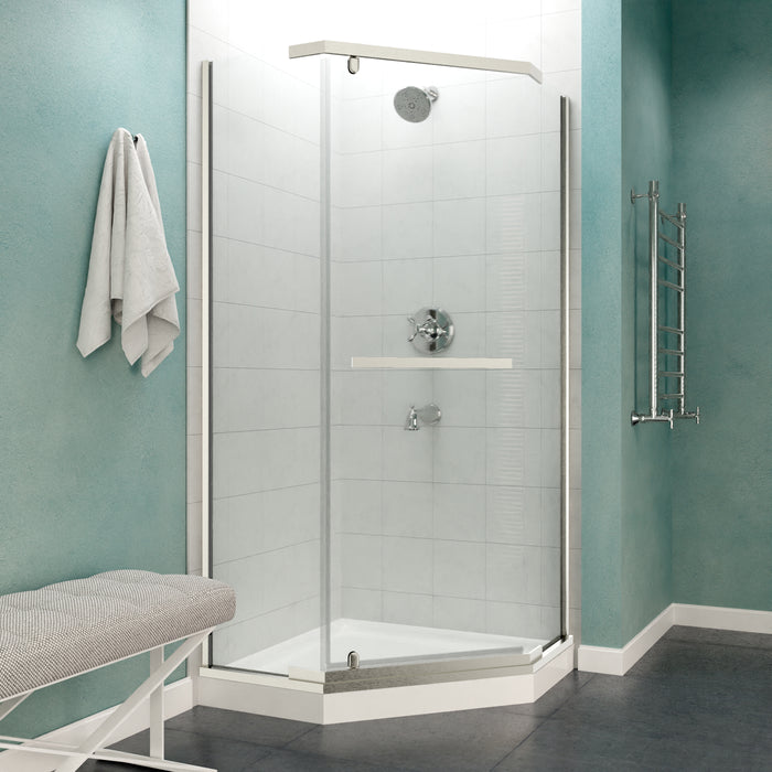 Castle Series 49 in. x 72 in. Semi-Frameless Shower Door with TSUNAMI GUARD in Brushed Nickel