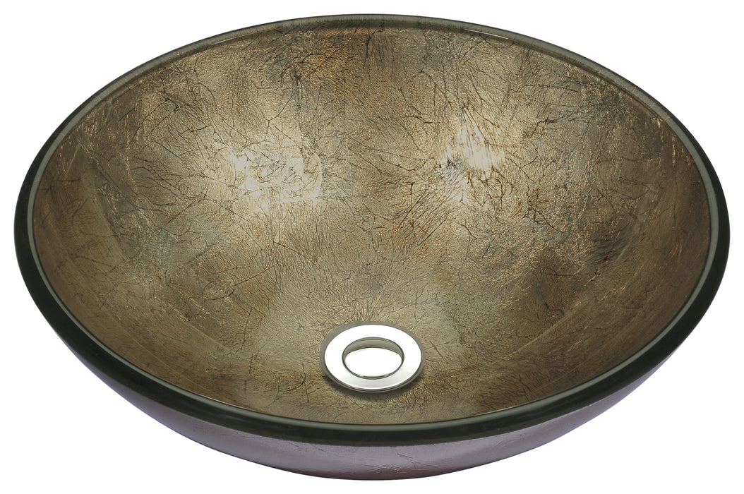 Stellar Series Deco-Glass Vessel Sink in Platinum Storm