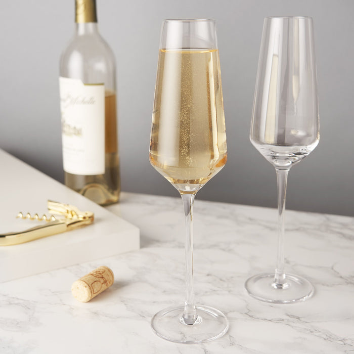 Raye Angled Crystal Champagne Flutes Set of 2