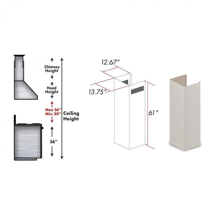 ZLINE 61 in. Wooden Chimney Extension for Ceilings up to 12.5 ft, 321TT-E