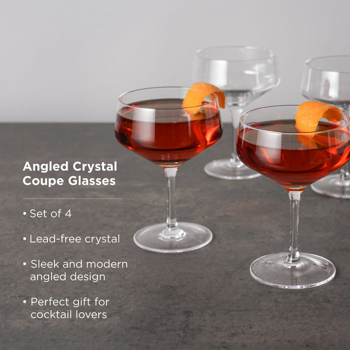 Raye Angled Crystal Coupe Glasses Set of 4