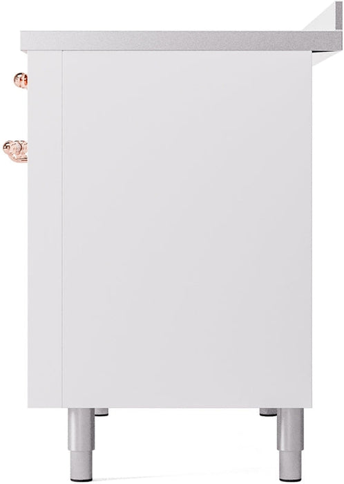 ILVE Nostalgie II 48" Induction Range with Element Stove and Electric Oven in White with Copper Trim, UPI486NMPWHP