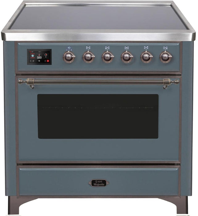 ILVE Majestic II 36" Induction Range with Element Stove and Electric Oven in Blue Grey with Bronze Trim, UMI09NS3BGB