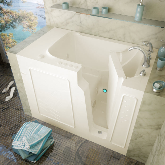 MediTub Walk-In 29 x 52 Right Drain Biscuit Whirlpool & Air Jetted Walk-In Bathtub