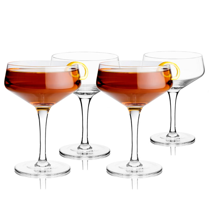 Raye Angled Crystal Coupe Glasses Set of 4