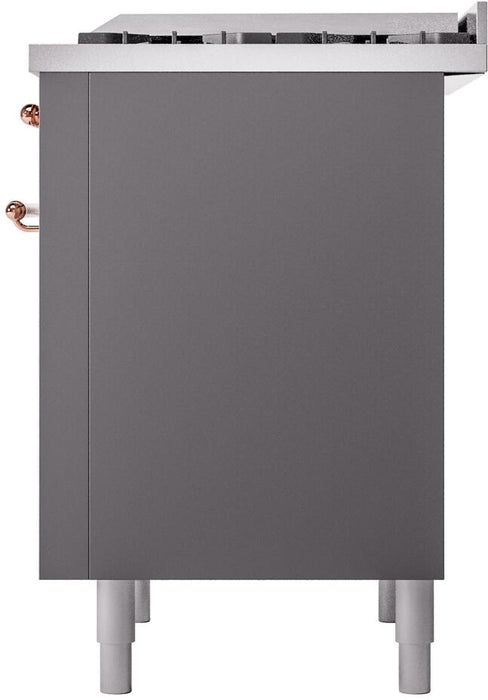 ILVE Nostalgie II 36" Dual Fuel Natural Gas Range in Matte Graphite with Copper Trim, UP36FNMPMGP