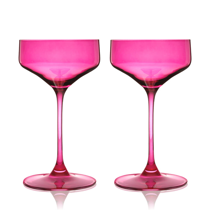 Reserve Nouveau Crystal Coupe Glasses in Berry Set of 2