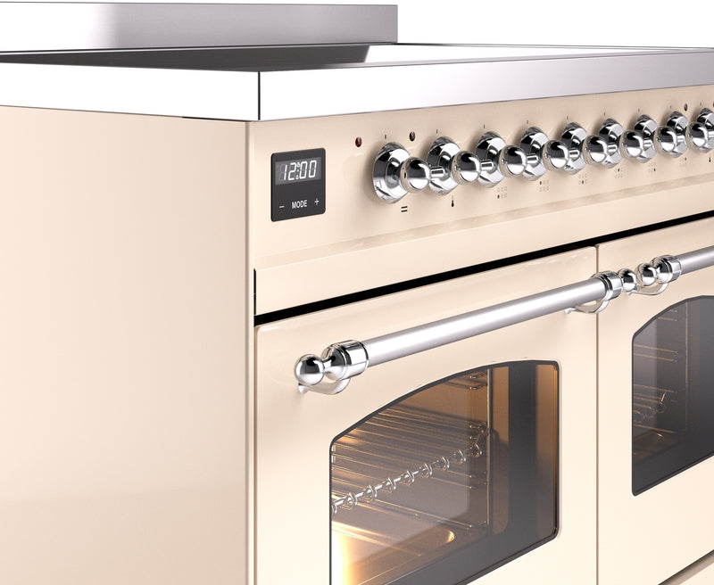 ILVE Nostalgie II 40" Induction Range with Element Stove and Electric Oven in Antique White with Chrome Trim, UPDI406NMPAWC