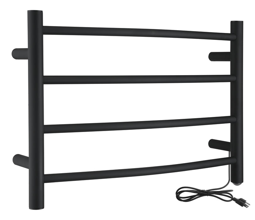 Glow 4-Bar Stainless Steel Wall Mounted Towel Warmer in Matte Black