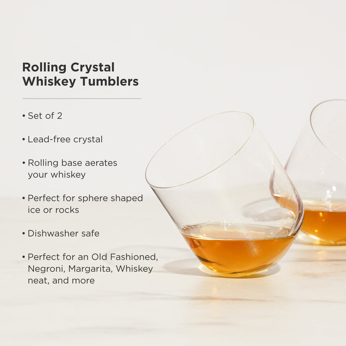 Rolling Crystal Whiskey Tumblers Set of 2