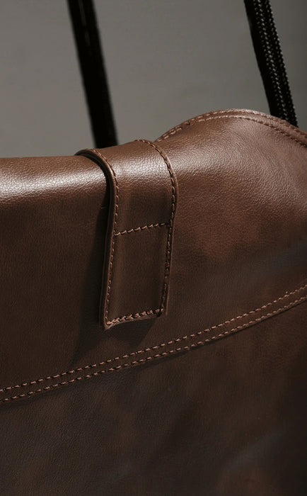 Faux Leather Round Hanging Chair Brown