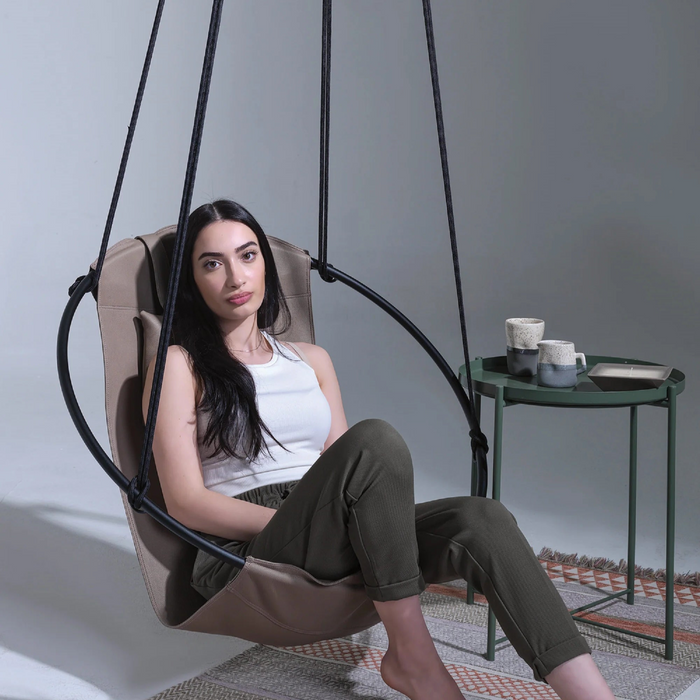 Faux Leather Round Hanging Chair Mink