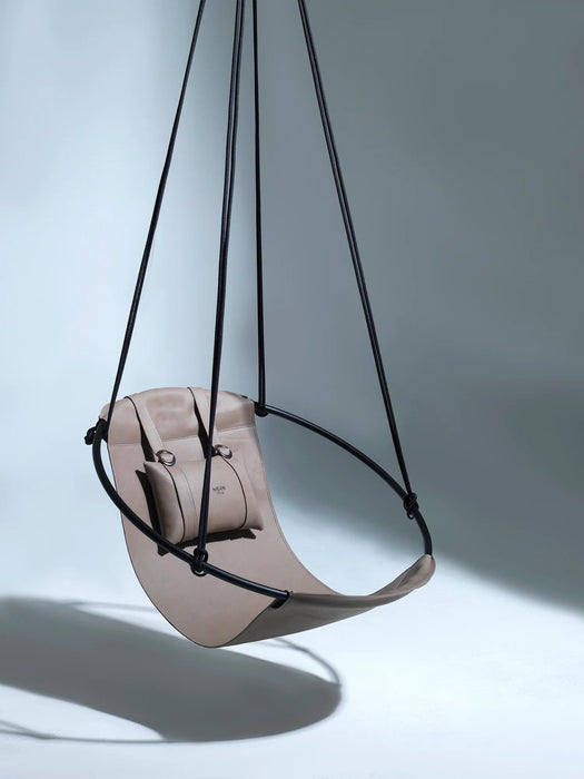 Faux Leather Round Hanging Chair Mink