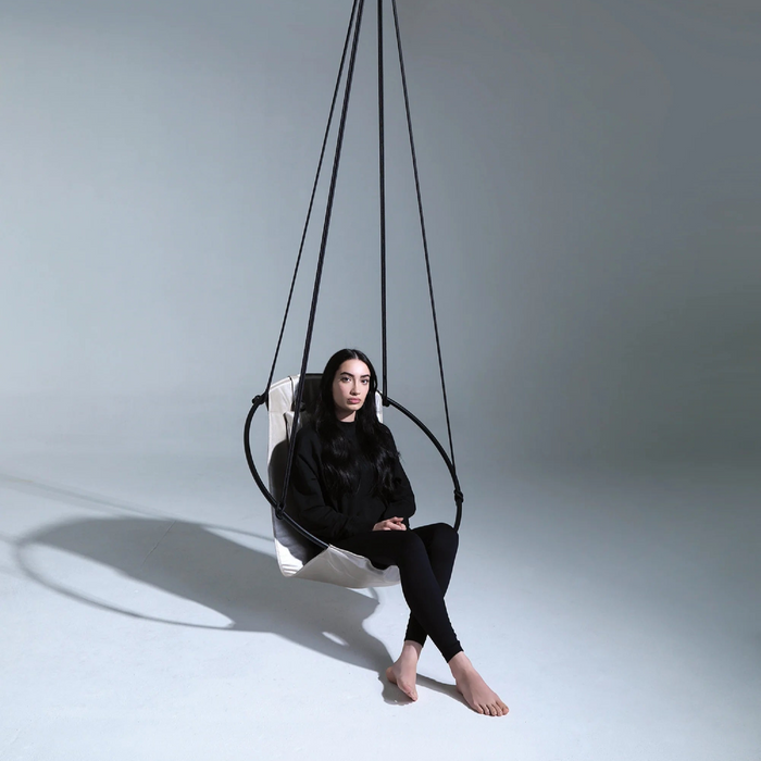 Faux Leather Round Hanging Chair Pearl