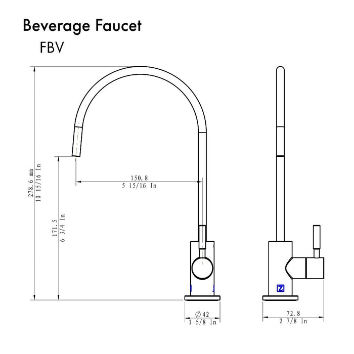 ZLINE Single Handle Drink Faucet in Polished Gold (FBV-PG)