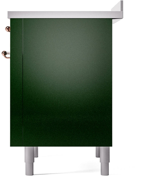 ILVE Nostalgie II 36" Induction Range with Element Stove and Electric Oven in Emerald Green with Copper Trim, UPI366NMPEGP