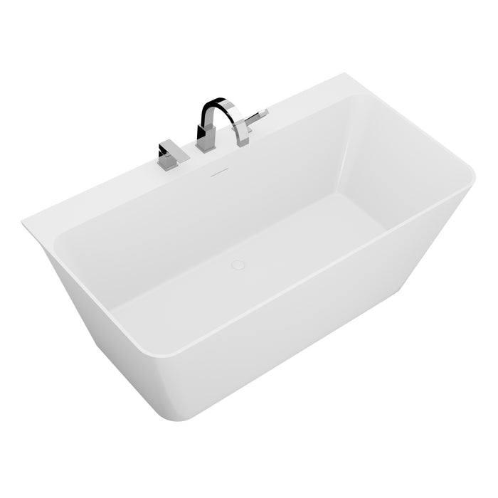 VAULT 67 in. Acrylic Flatbottom Freestanding Bathtub in White with Deck Mount Faucet & Hand Sprayer