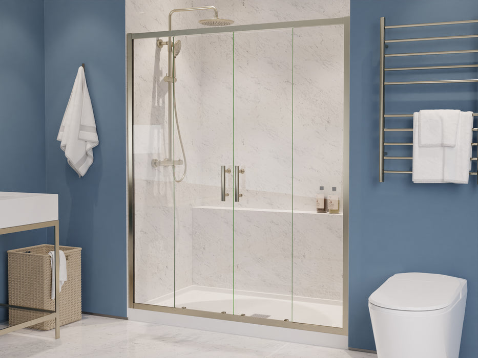 ANZZI Enchant 70-in. x 60.4-in. Framed Sliding Shower Door in Brushed Nickel