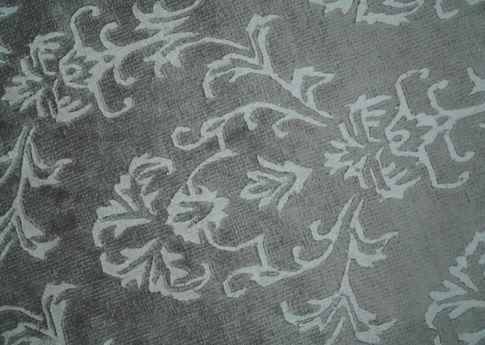 Fine 8x10 Hand Knotted Gray and Ivory Traditional Modern Style Art Art Silk Rug, Living Room Rug