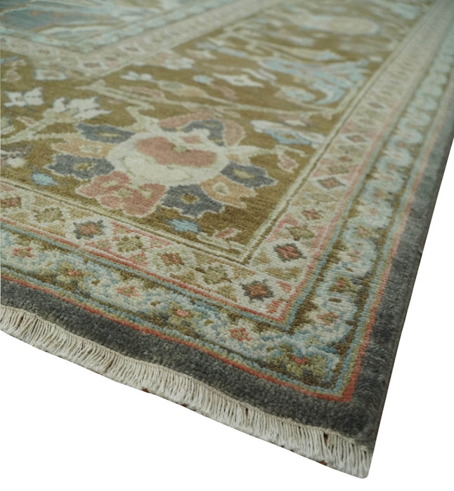 Fine 9x12 Traditional Gray and Brown Antique Style Hand knotted Traditional Wool Area Rug | AC47912