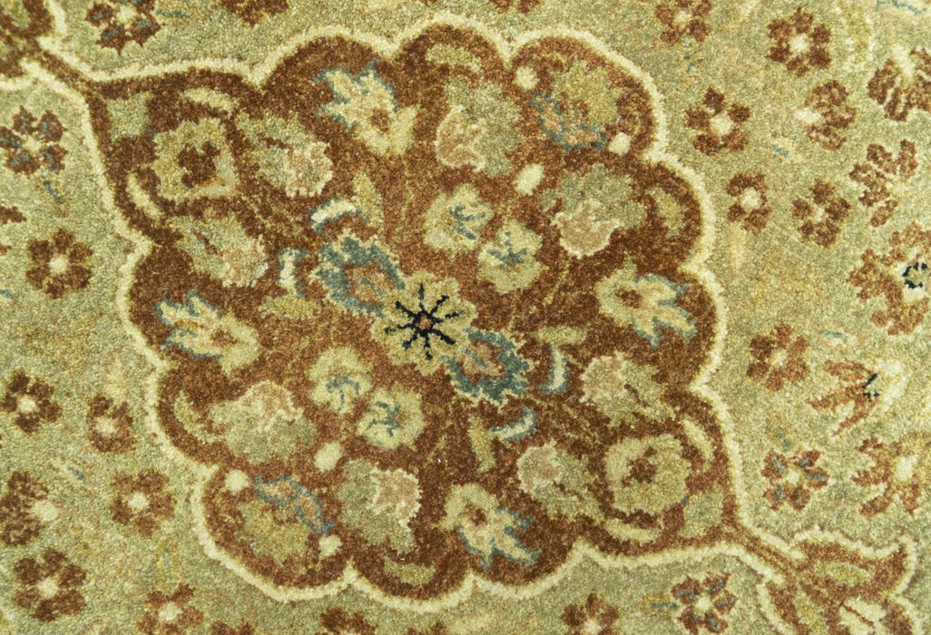 Fine Antique Knotted Traditional Tabriz Brown And Beige Wool Area Rug