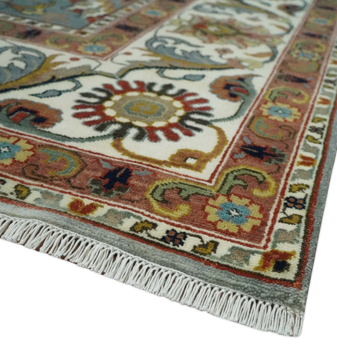 Fine Gray and Ivory Hand knotted Traditional 9x12 wool Area Rug
