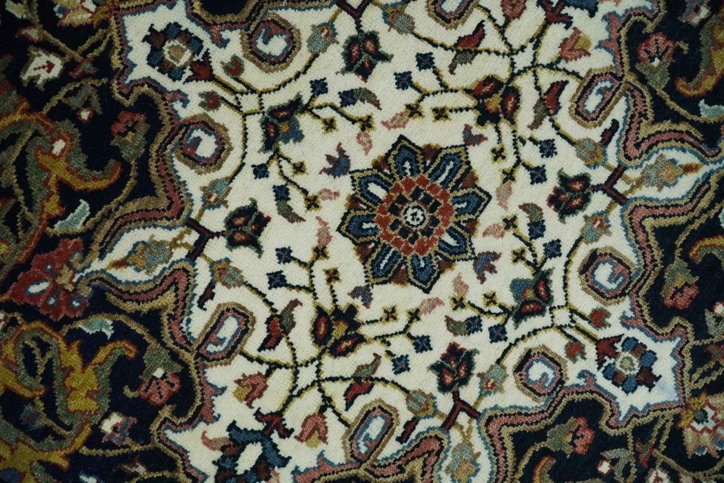 Fine Hand Knotted Brown, Ivory and Black 8x10 and 10x14 Traditional Wool Rug