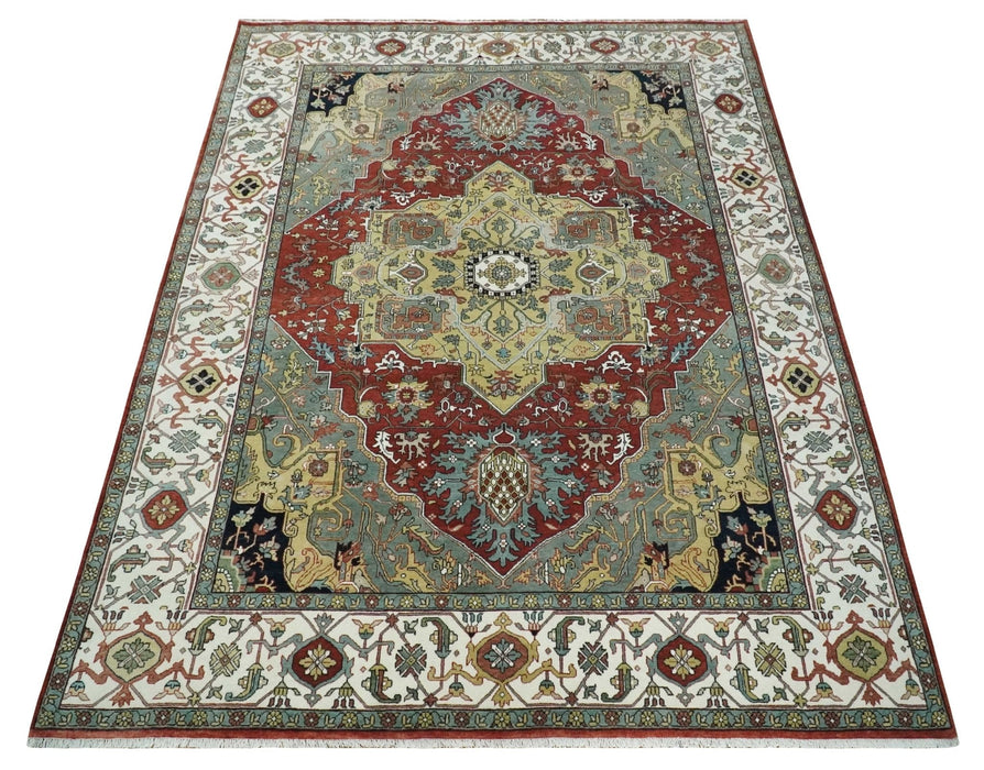 Fine Knots Beige, Brown and Ivory 9x12 Hand knotted Traditional Wool Area Rug
