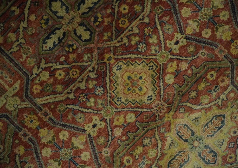 Fine Serapi Hand Knotted 9x12 Rust, Charcoal and Beige Traditional Antique Wool Area Rug