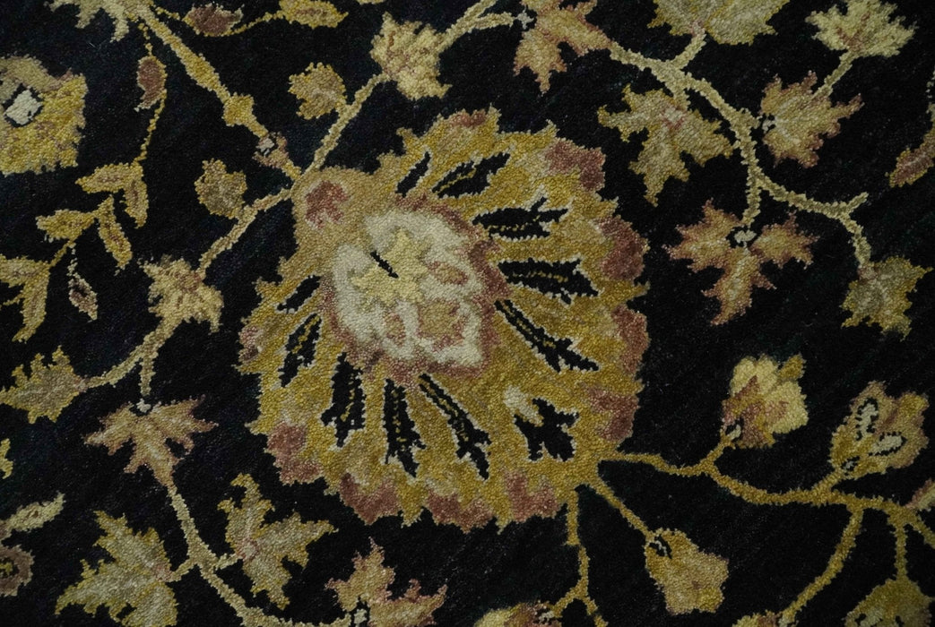 Fine Vintage Style Traditional Black, Olive and Beige Turkish Hand knotted wool Area Rug
