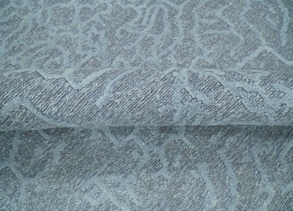Flatwoven 8x10 Hand Made Silver Modern Minimalist Art Silk and Wool Rug