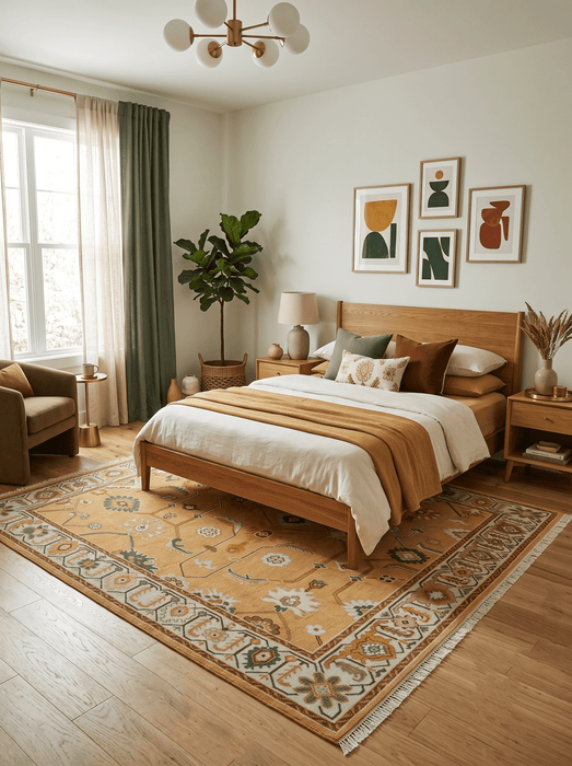 Floral Dark Peach and Ivory Hand knotted 8x10 and 9x12 wool Area Rug
