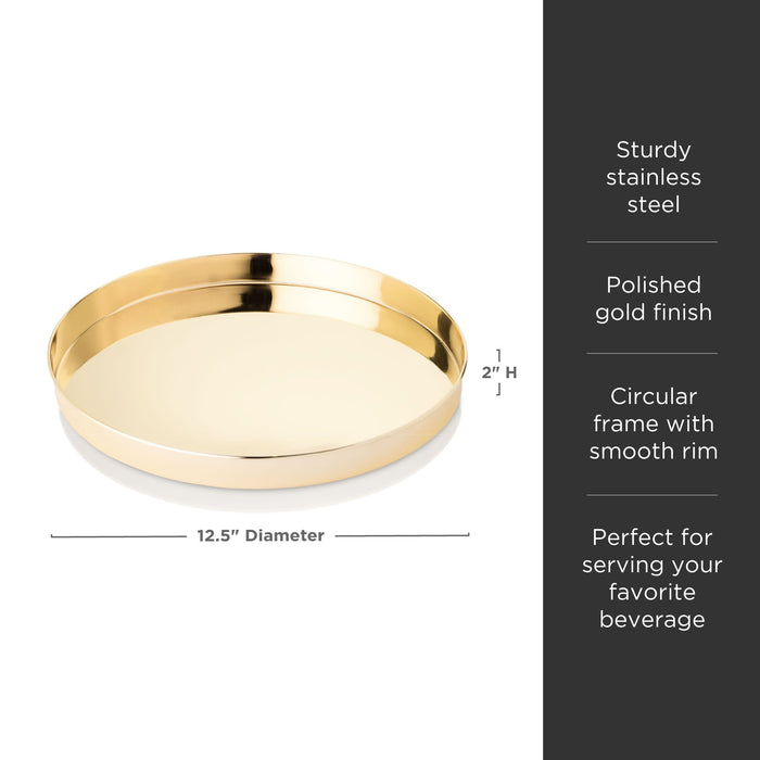 Round Serving Tray in Gold