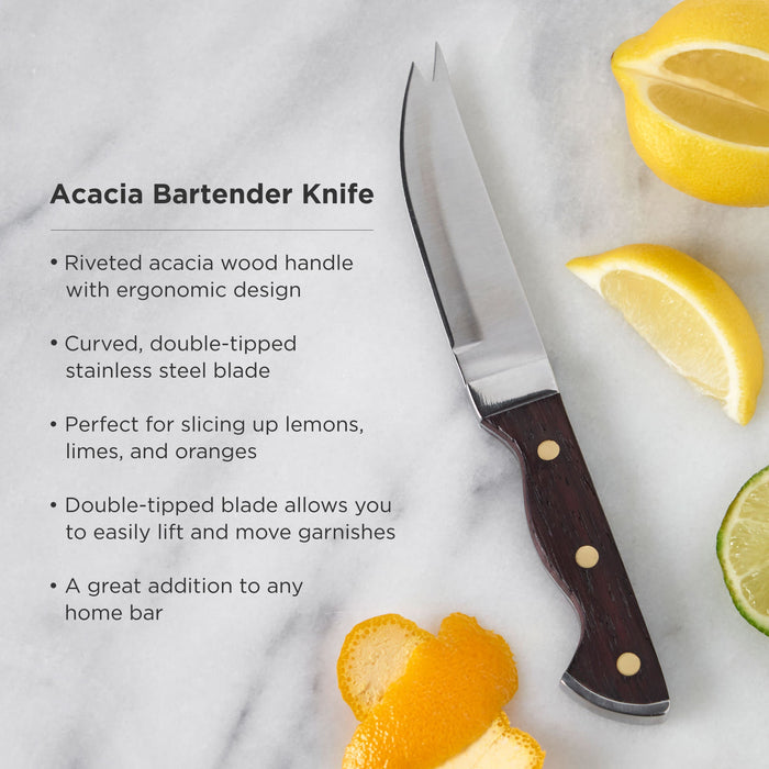 Professional Bartender Knife with Acacia Wood Handle