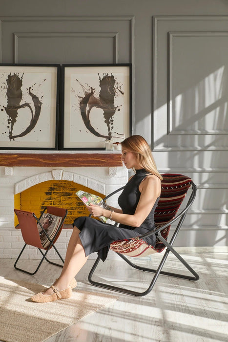 Turkish Kilim Folding Chair Metal Frame