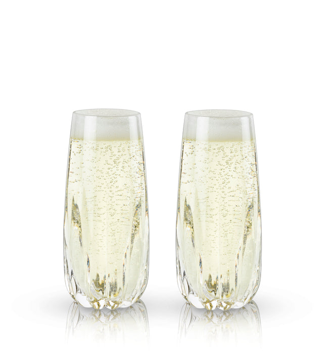 Cactus Crystal Stemless Champagne Flutes Set of 2