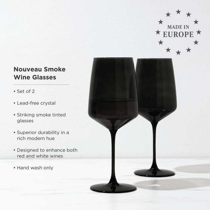 Reserve Nouveau Crystal Wine Glasses in Smoke Set of 2