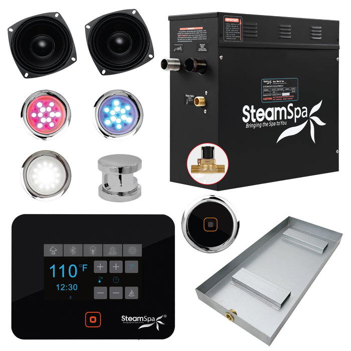 Black Series Wifi and Bluetooth 9kW QuickStart Steam Bath Generator Package in Polished Chrome