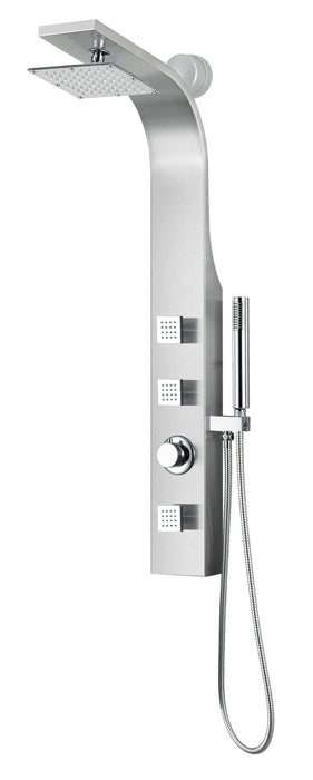 Sans 40 in. Full Body Shower Panel with Heavy Rain Shower and Spray Wand in Brushed Steel