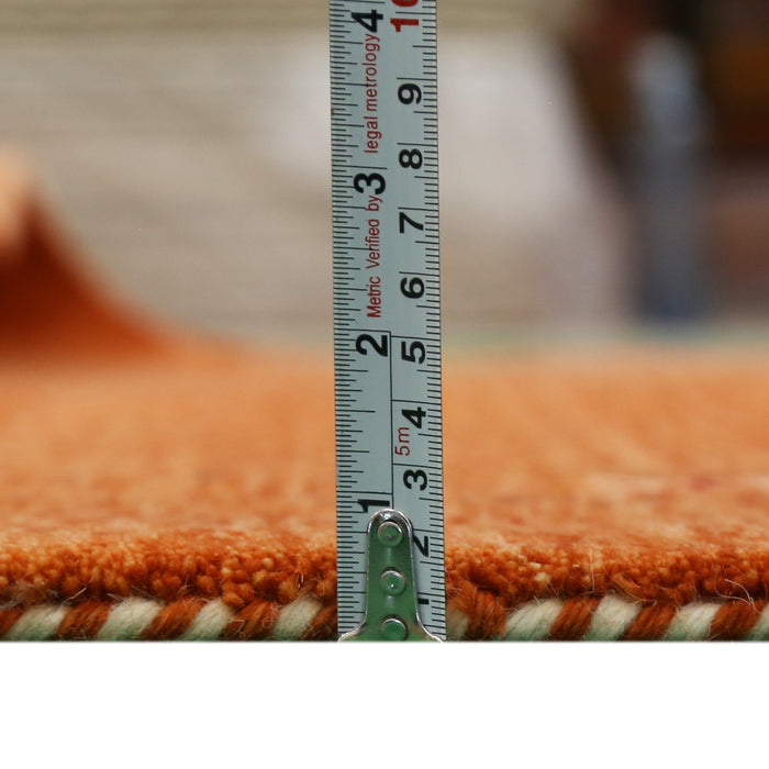 Gabbeh Border Orange Rust Hand Loomed Wool Area Rug