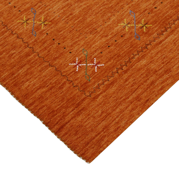 Gabbeh Border Orange Rust Hand Loomed Wool Area Rug
