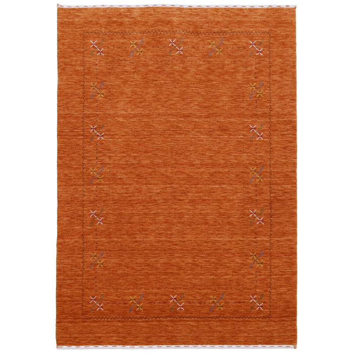 Gabbeh Border Orange Rust Hand Loomed Wool Area Rug