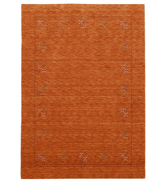 Gabbeh Border Orange Rust Hand Loomed Wool Area Rug