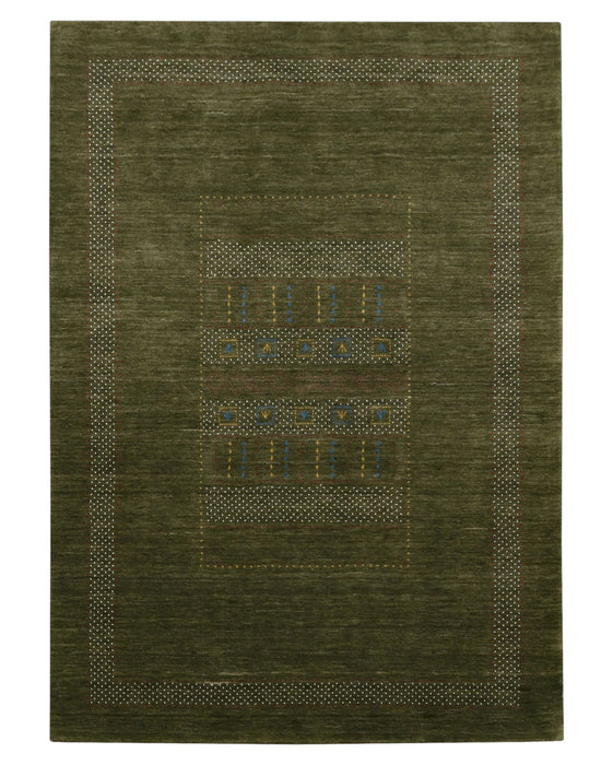 Gabbeh Design Hand Loomed Green Wool Area Rug