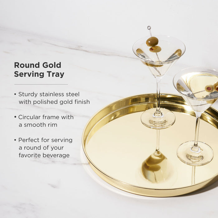 Round Serving Tray in Gold